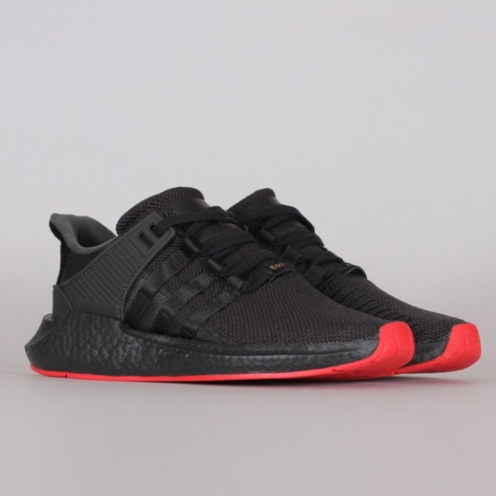 Adidas EQT Boost Triple Black Red Bottoms